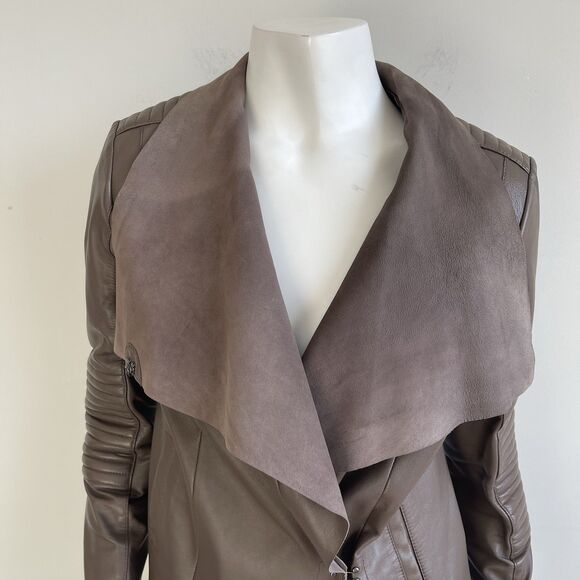 Trouve Womens Biker Chic Moto Rock Brown Soft Leather Jacket Convertibe - Medium - Picture 2 of 16